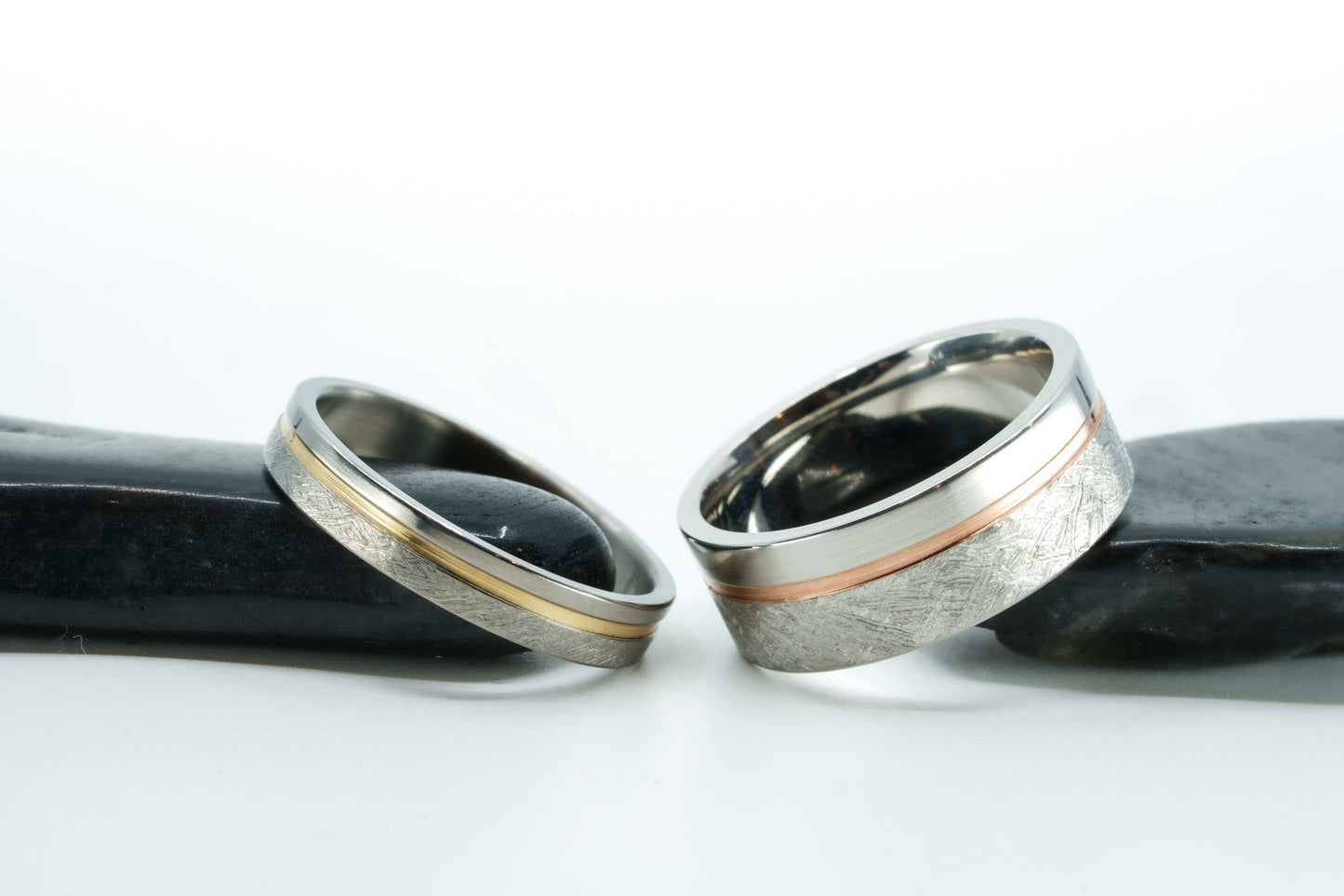 X226 Custom Ring: 5mm Titanium 'Rae' w/ 14kYG Rings 